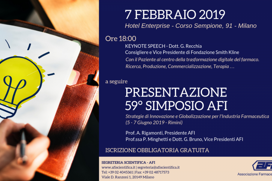 RIVOLUZIONE DIGITALE DEL FARMACO E PRESENTAZIONE 59° SIMPOSIO AFI