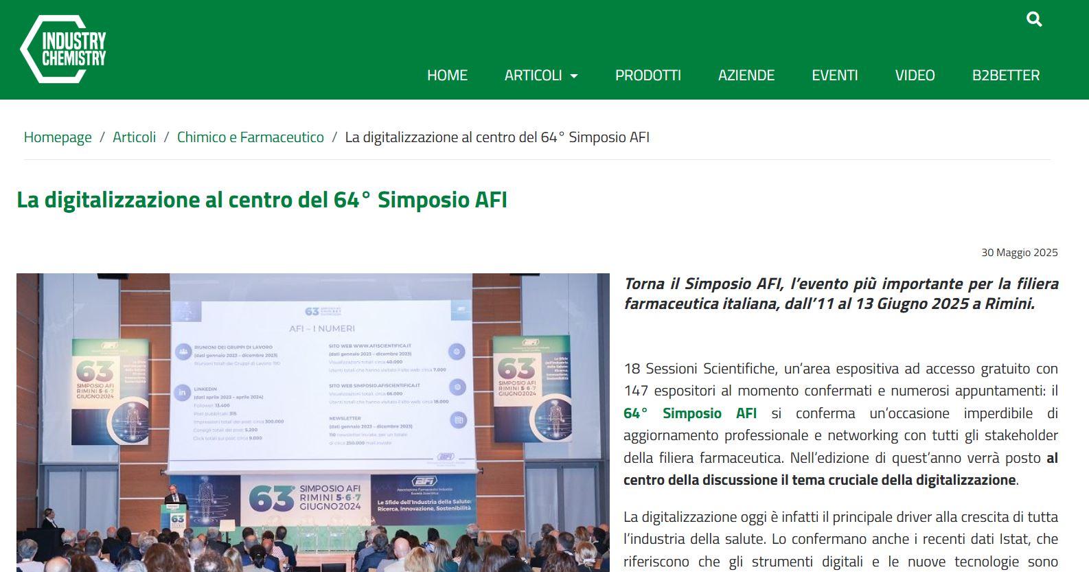 INDUSTRY CHEMISTRY – ARTICOLO