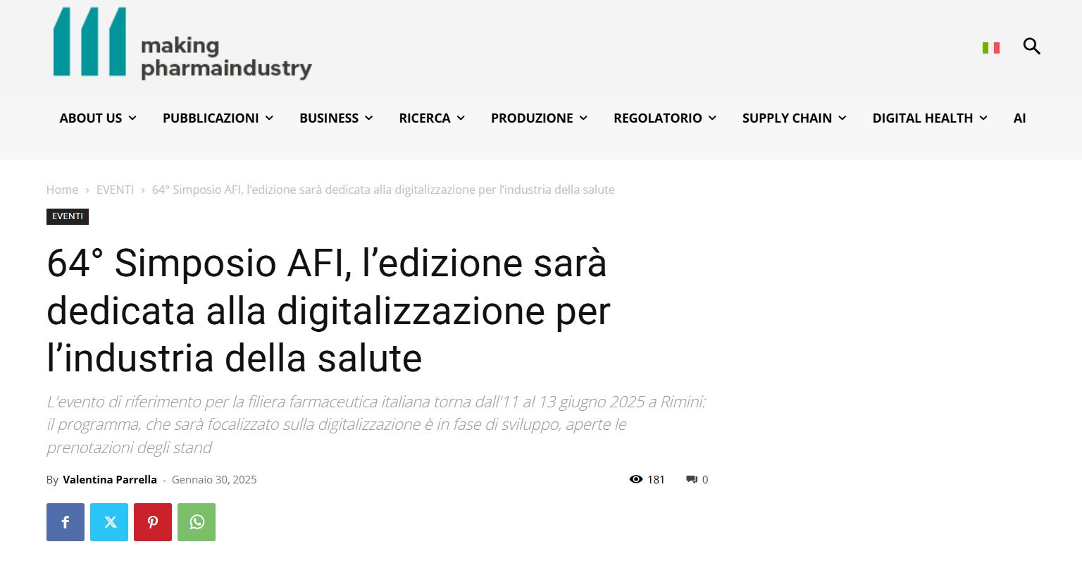 MAKING PHARMA INDUSTRY – ARTICOLO