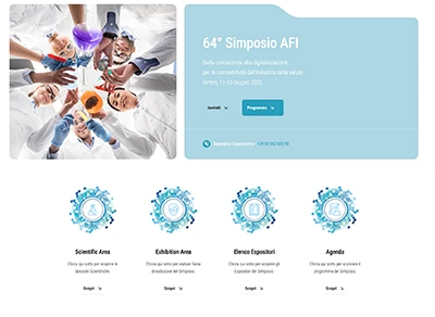 Home Page – Simposio AFI Screenshot della Home Page del sito Simposio AFI, con banner introduttivo, sezioni principali e menu di navigazione.